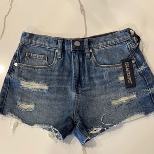 Blank NYC The Barrow Vintage High-Rise Distressed Jean Shorts Size 26 NWT
